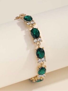 NWT lucky Irish green faux emerald & diamond Tennis Bracelet